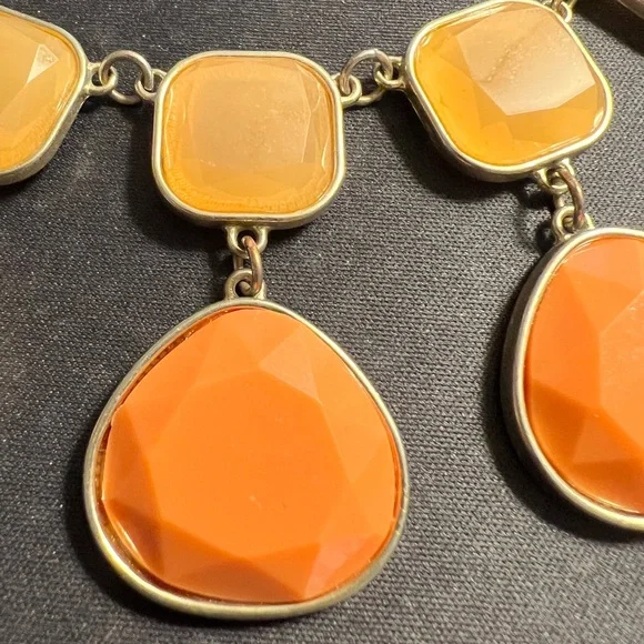 Talbots Gold and Orange Geometric Necklace - Picture 2 of 3